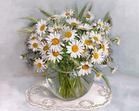 Без бренда «Букет ромашек с колосками в круглой вазе_» в Пензе