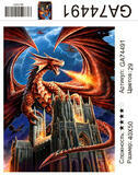 Алмазная мозаика 40x50 Огненный дракон над собором Парижской Богоматери