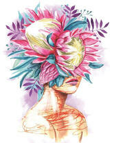 Без бренда «Портрет девушка с оригинальными цветами на голове» в Пензе