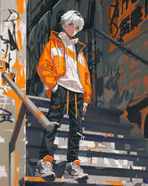 Мальчик в яркой куртке Аниме персонаж 