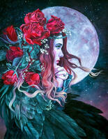 Без бренда «Девушка с розами в волосах на фоне луны» в Пензе в интернет-магазине Без бренда «Девушка с розами в волосах на фоне луны» в Пензе