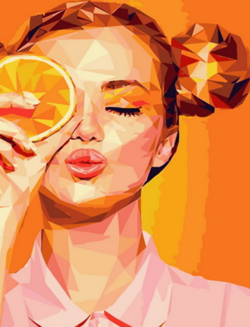 Картина по номерам 40x50 Портрет девушки с апельсином
