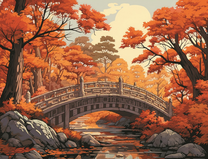 Каменный мостик через реку в парке