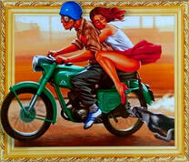 Погоня пса за мотоциклом