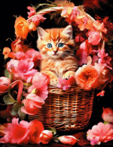 Без бренда «Рыжий котенок в корзине с цветами» в Пензе в интернет-магазине  Без бренда «Рыжий котенок в корзине с цветами» в Пензе