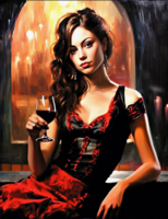 Без бренда «Обворожительная брюнетка с бокалом красного вина» в Пензе